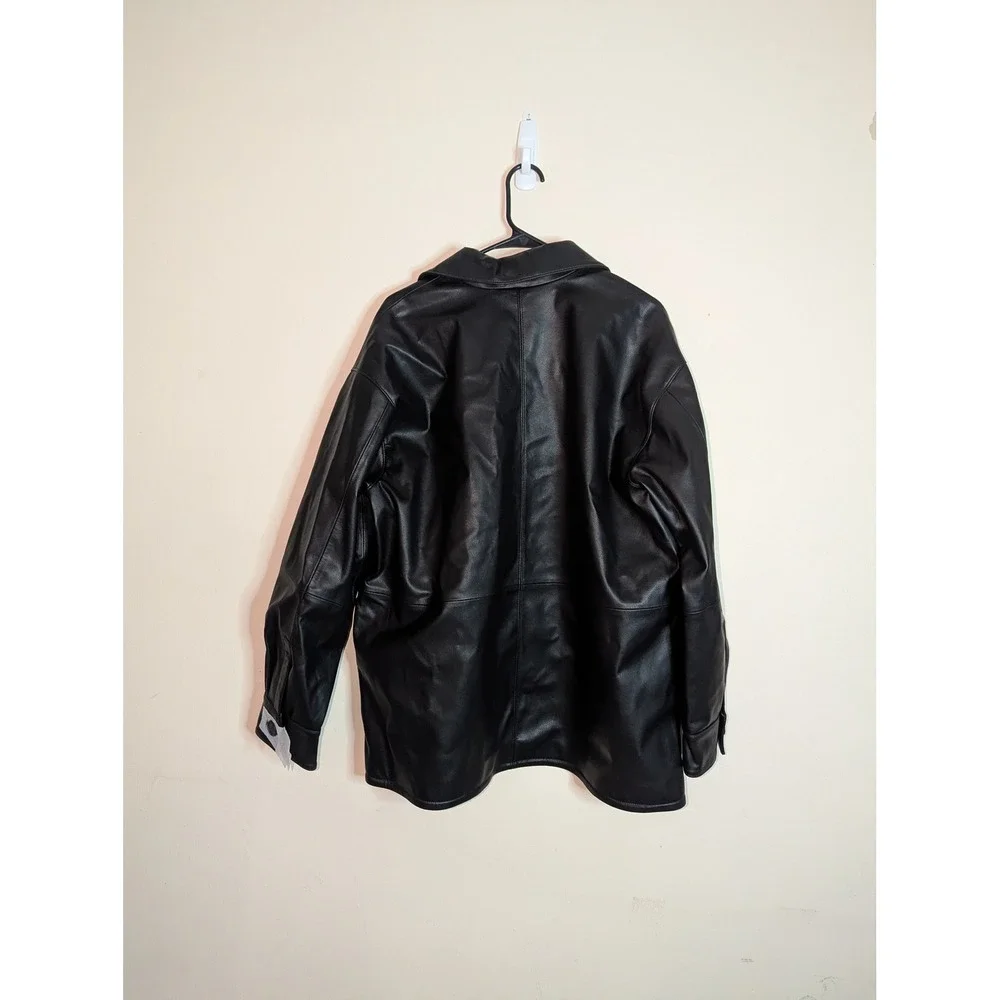 Levis Mens Recycled Leather Shirt Jacket Black Button Front A32500001 Size L NEW - Picture 13 of 13